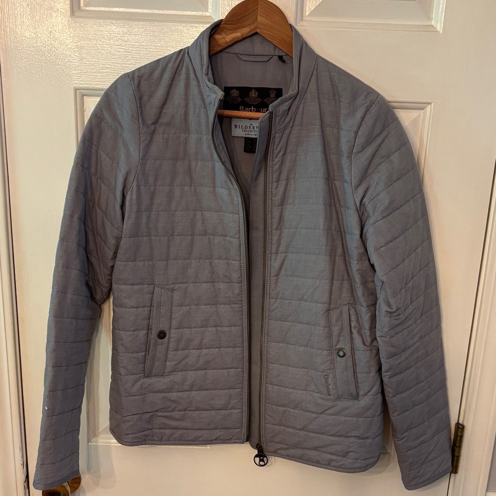 Barbour Light Gray Quilted Shirt Jacket